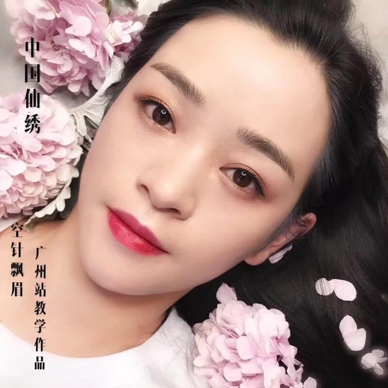 广州站手工线条眉图片-仙绣空针飘眉案例教学作品