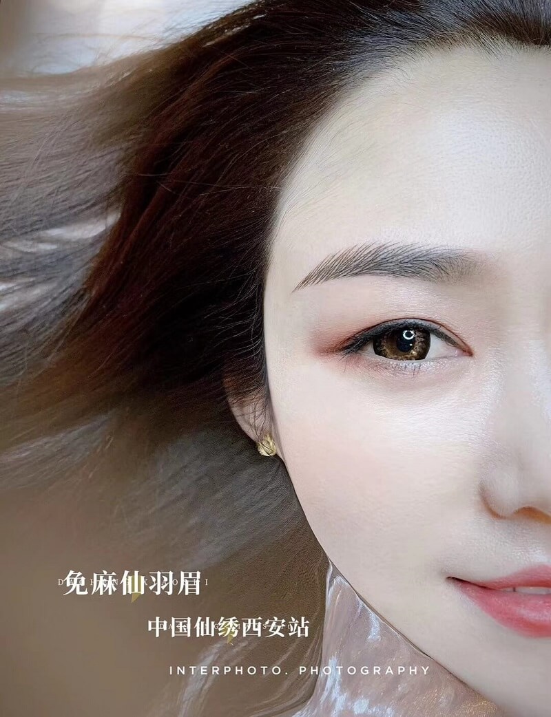 西安站机器线条眉图片-仙绣免麻仙羽眉教学作品