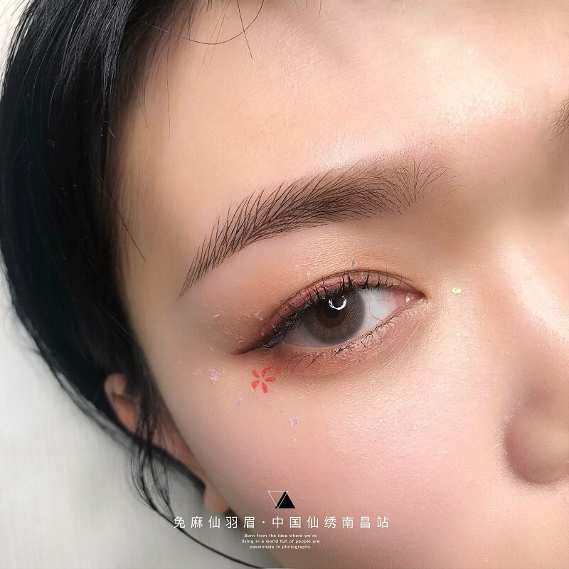 仙绣南昌公开课操作免麻仙羽眉作品图(免麻线条眉)