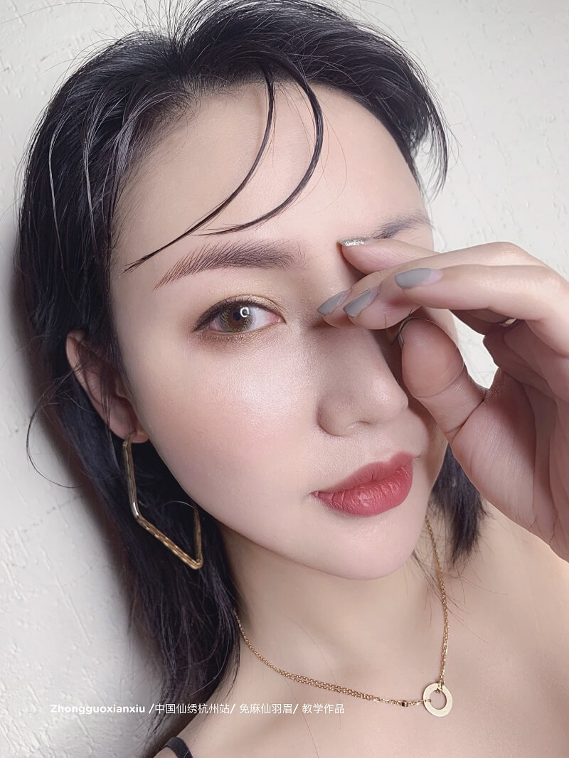 仙绣杭州公开课免麻线条眉效果怎么样(免麻仙羽眉图片1)