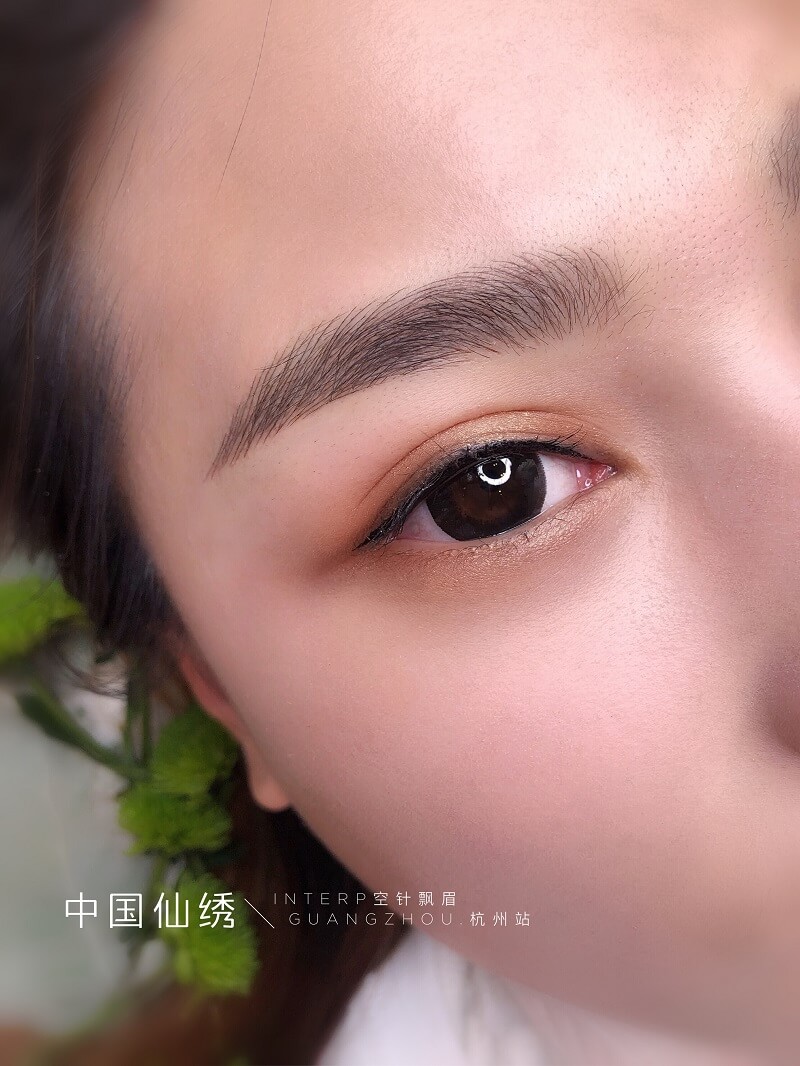 仙绣杭州公开课手工线条眉图片(仙绣空针飘眉案例教学)
