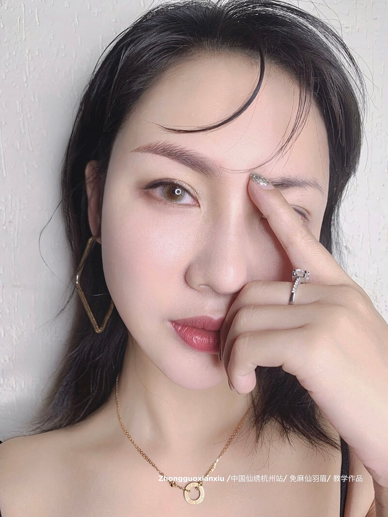 仙绣杭州公开课免麻线条眉效果怎么样(免麻仙羽眉图片)