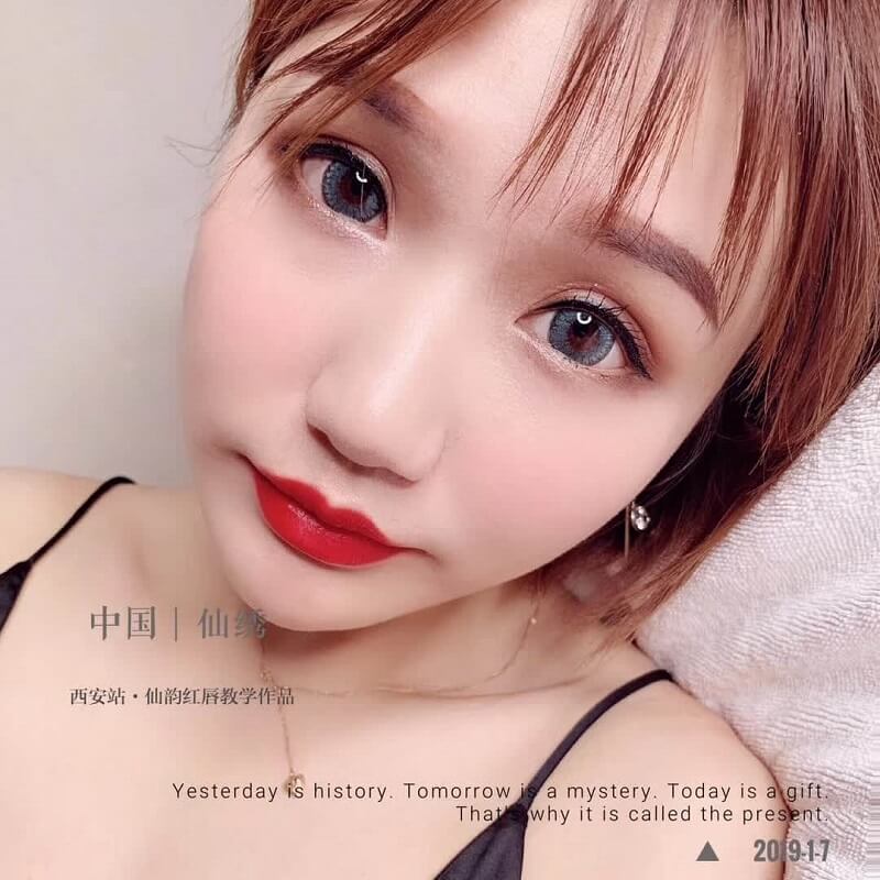 西安站纹唇图片-仙绣仙韵红唇教学作品图
